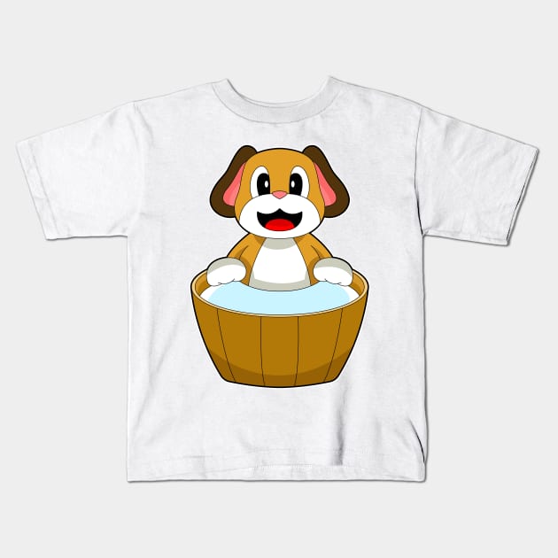 Dog Bathe Bathtub Kids T-Shirt by Markus Schnabel